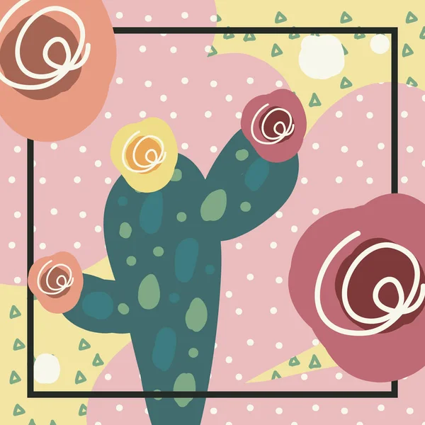 Foulard Contemporain Soie Avec Cactus — Image vectorielle