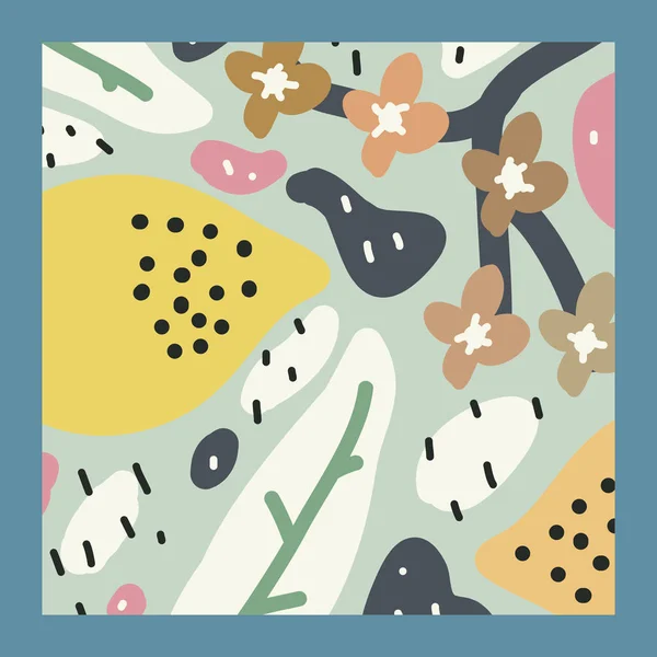 Foulard Soie Contemporain Avec Des Fleurs — Image vectorielle
