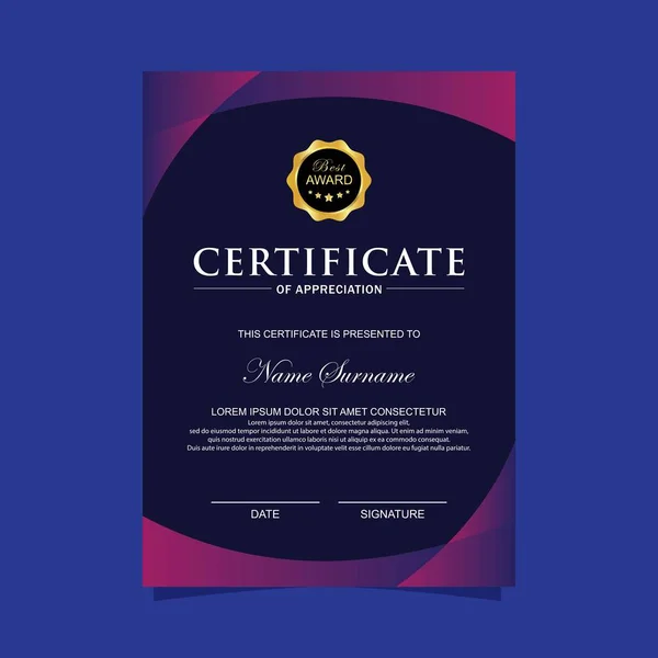 Vertical Modern Certificate Template — Stock Vector