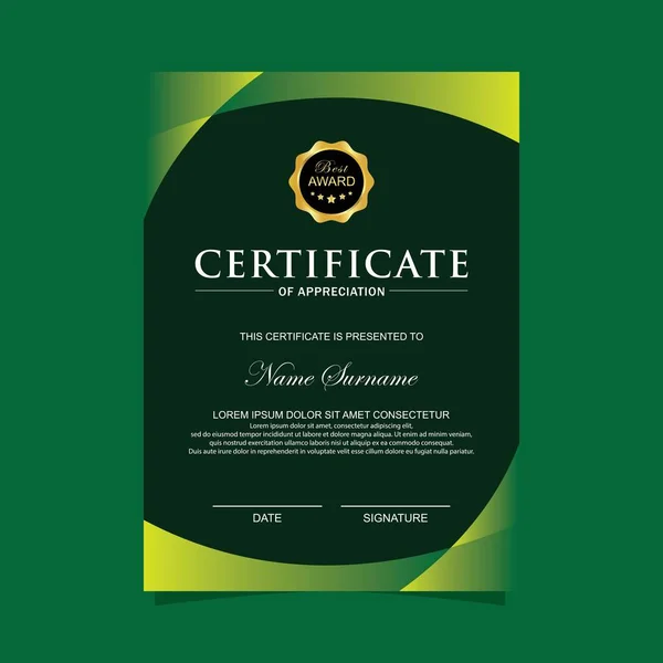 Plantilla Certificado Moderno Vertical — Vector de stock