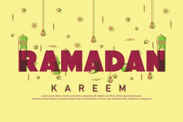 Ramadã kareem saudação fundo com ornamentos islâmicos minimalistas — Vetor de Stock