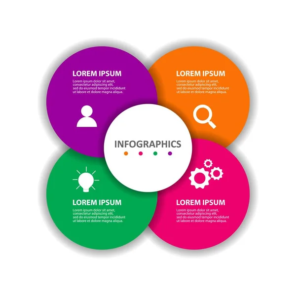 Infográfico moderno com 4 círculos — Vetor de Stock