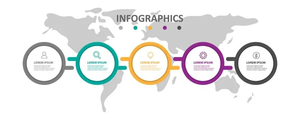 Vector Infographic label design template with icons and 5 options or steps. Can be used for process diagram, presentations, workflow layout, banner, flow chart, info — 图库矢量图片