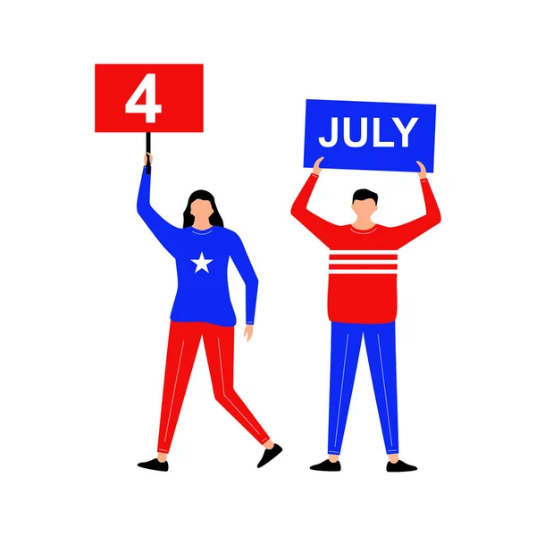 Quatro Julho Com Caráter Plano — Vetor de Stock