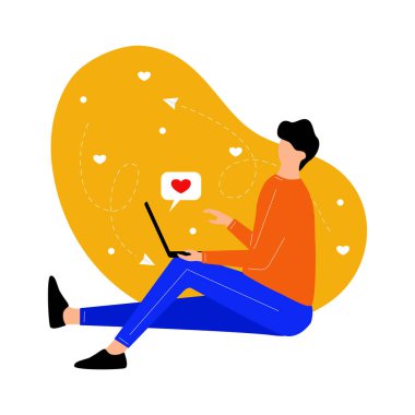 Genç erkeklerle sosyal medya karakteri