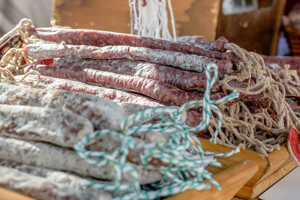 Salsicha Para Venda Mercado — Fotografia de Stock