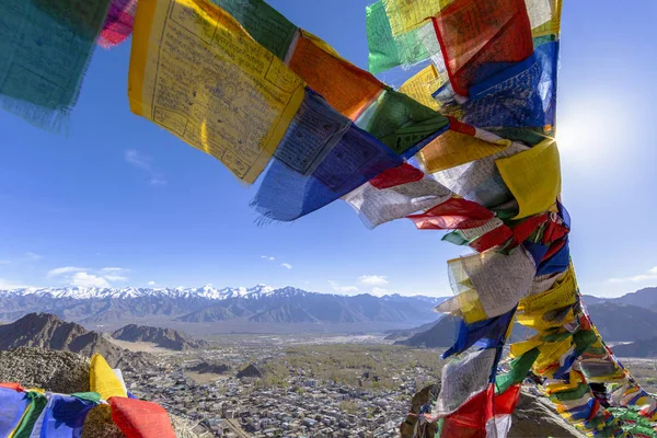 Banderas Tibetanas Oración Leh Ladakh India —  Fotos de Stock