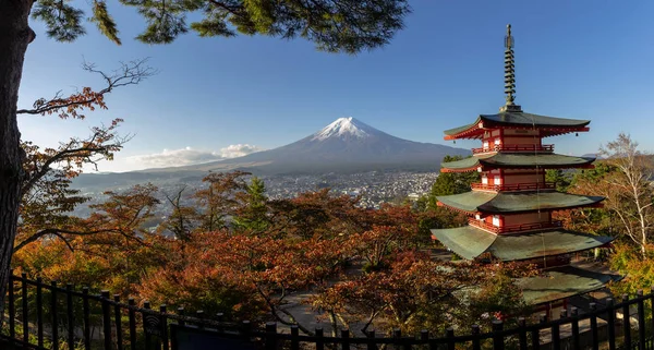 Aussichtspunkt Der Chureito Pagode Mit Fuji Arakura Sengen Schrein — Stockfoto