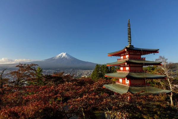 Punto Vista Della Pagoda Chureito Con Monte Fuji Santuario Arakura — Foto Stock
