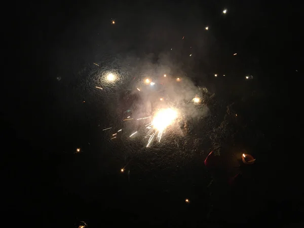 Bolachas Fogo Durante Celebrações Diwali Índia — Fotografia de Stock