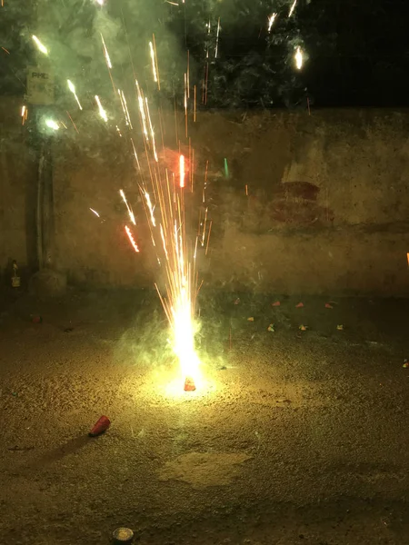 Bolachas Fogo Durante Celebrações Diwali Índia — Fotografia de Stock