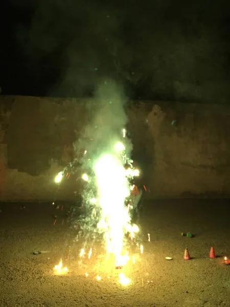 Fire Crackers Durante Celebrazioni Diwali India — Foto Stock