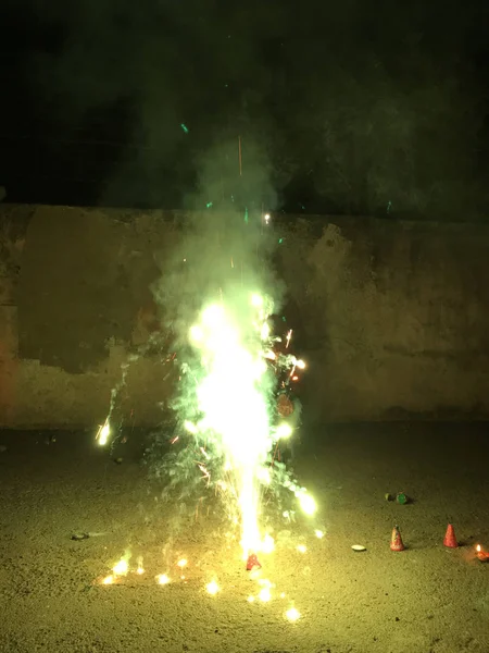 Fire Crackers Durante Celebrazioni Diwali India — Foto Stock