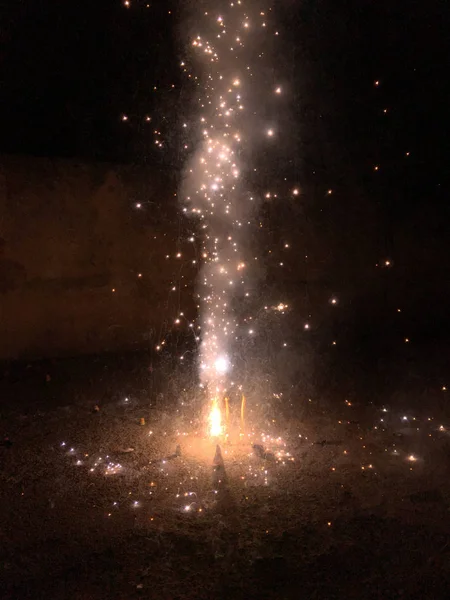Κροτίδες Πυρκαγιάς Κατά Διάρκεια Εορτασμούς Diwali Ινδία — Φωτογραφία Αρχείου