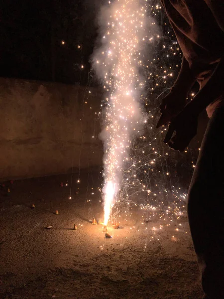 Bolachas Fogo Durante Celebrações Diwali Índia — Fotografia de Stock