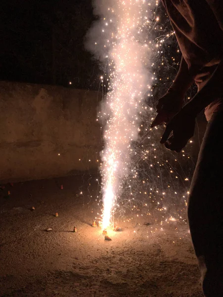 Crackers Feu Pendant Les Célébrations Diwali Inde — Photo