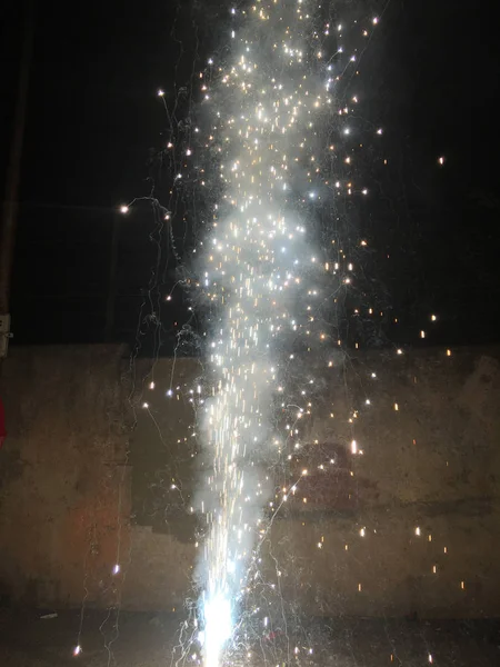 Пожежа Крекери Під Час Урочистостей Дівалі Індії — стокове фото