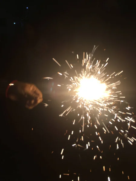Tűz Keksz Során Diwali Ünnep Indiában — Stock Fotó