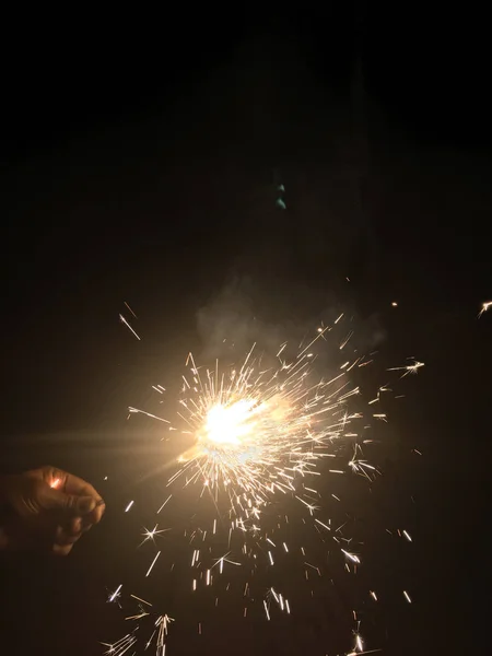 Požární Sušenky Během Diwali Oslav Indie — Stock fotografie