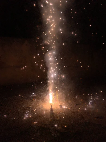 Tűz Keksz Során Diwali Ünnep Indiában Stock Fotó