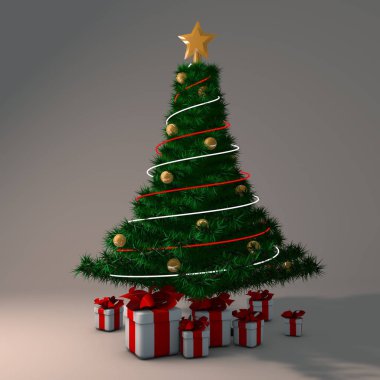 3D render Noel ağacı
