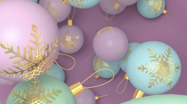 3D çizim Noel topları