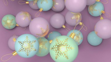 3D çizim Noel topları