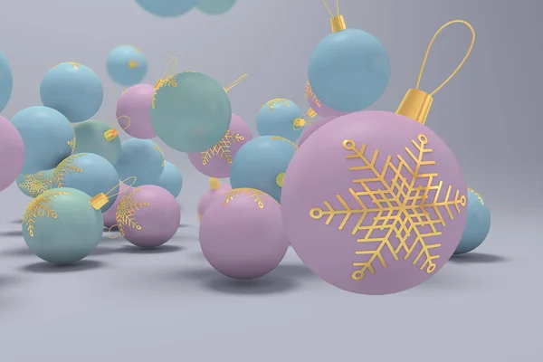 3D çizim Noel topları