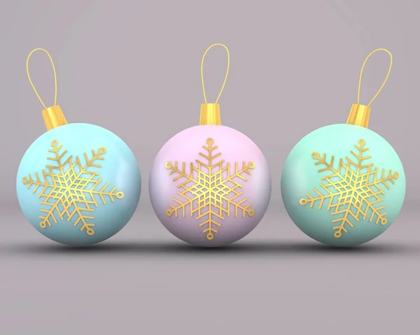 3D çizim Noel topları