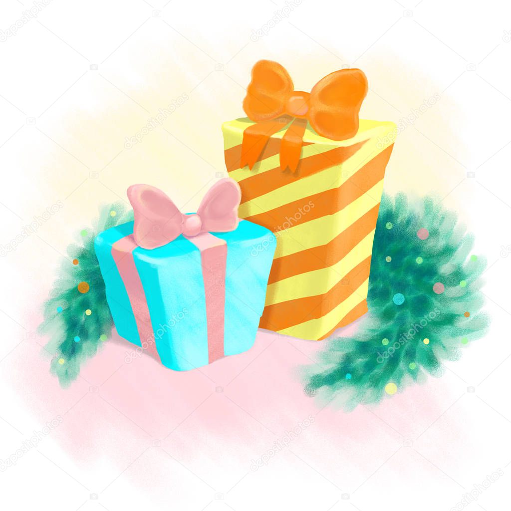 Illustration of christmas boxes