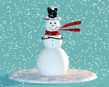 3D çizim kardan adam dans