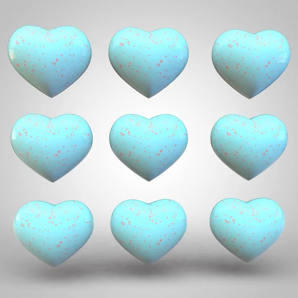 Set Multicolored Hearts Different Textures — Stock Photo, Image