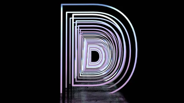 Neon English Alphabet Англійською Неонові Тунелі Чорному Тлі Відображенням Ілюстрація — стокове фото