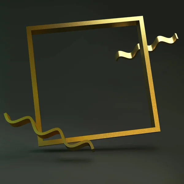 Abstrakte Komposition Goldene Primitive Geometrische Formen Auf Grünem Hintergrund Drehen — Stockfoto