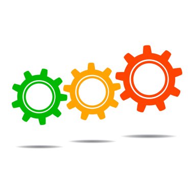 Simge vektör simge vektör, dişli simge tasarlamak için tasarım, dişli rozet, renkli, dişli simgesini - hisse senedi vektör