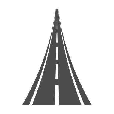 Asfalt yoldan beyaz arka plan üzerinde izole uçan. Beyaz markings olan eğri yol. Vektör çizim