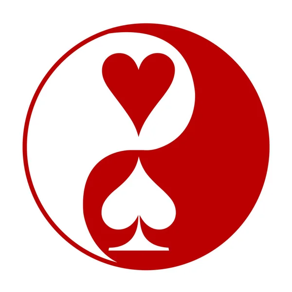 Yin Yang Anzug Karte Farbe Symbol Vektor Spielkarten Symbole Vektor — Stockvektor