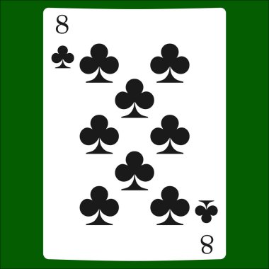 Sekiz kulüpleri. İskambil simgeleri kartı takım elbise simge vektör, vektör