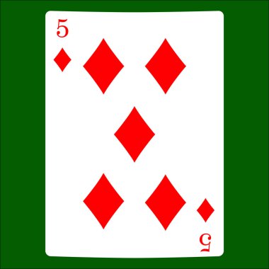 Beş elmas. İskambil simgeleri kartı takım elbise simge vektör, vektör