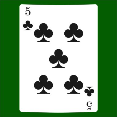 Beş kulüpleri. İskambil simgeleri kartı takım elbise simge vektör, vektör