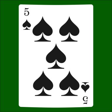 Beş maça. İskambil simgeleri kartı takım elbise simge vektör, vektör