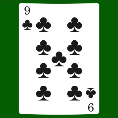 Dokuz kulüpleri. İskambil simgeleri kartı takım elbise simge vektör, vektör