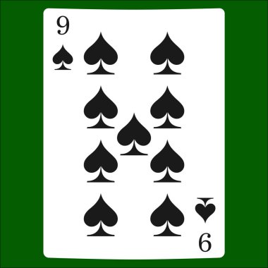 Dokuz maça. İskambil simgeleri kartı takım elbise simge vektör, vektör