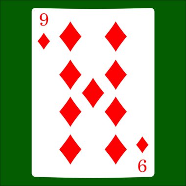 Dokuz elmas. İskambil simgeleri kartı takım elbise simge vektör, vektör