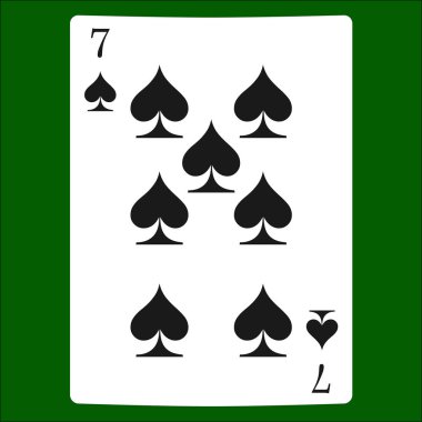 Yedi maça. İskambil simgeleri kartı takım elbise simge vektör, vektör