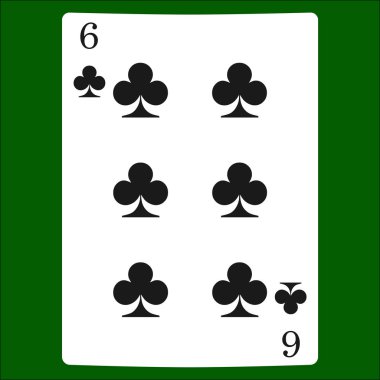 Altı kulüpleri. İskambil simgeleri kartı takım elbise simge vektör, vektör