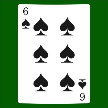 Altı maça. İskambil simgeleri kartı takım elbise simge vektör, vektör