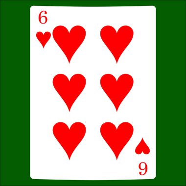 Altı kupa. İskambil simgeleri kartı takım elbise simge vektör, vektör