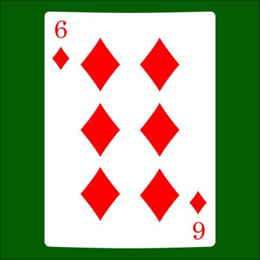 Altı elmas. İskambil simgeleri kartı takım elbise simge vektör, vektör