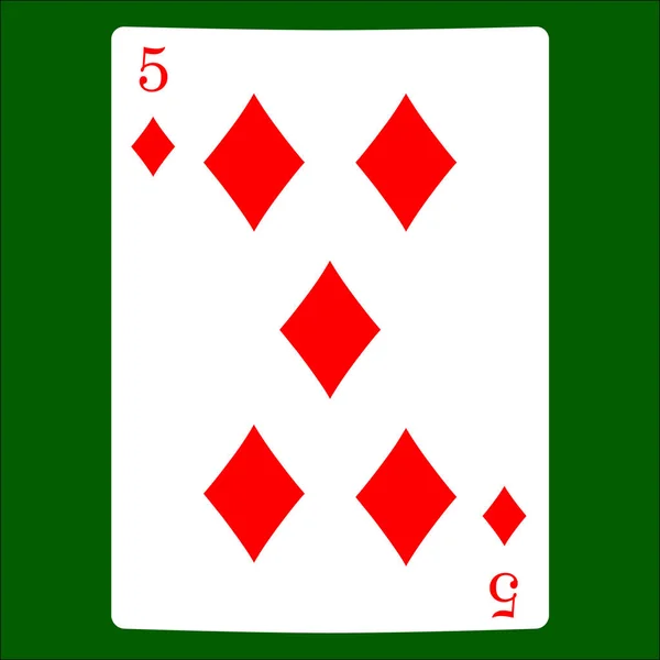 Fünf Diamanten Karte Farbe Symbol Vektor Spielkarten Symbole Vektor — Stockvektor